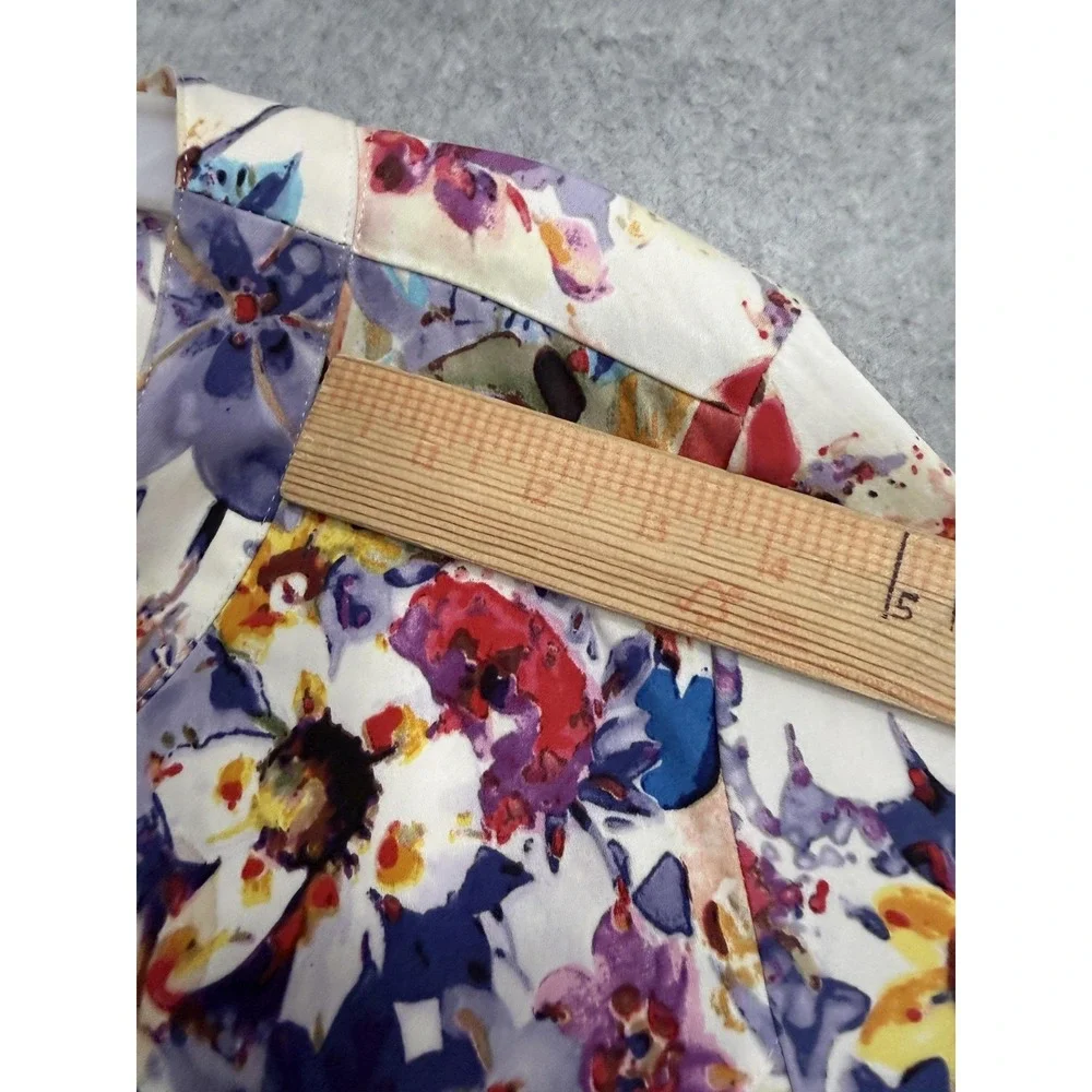 Coldwater Creek Jacket Womens W18 Multicolor Floral Cotton‎ Twill Button Pockets